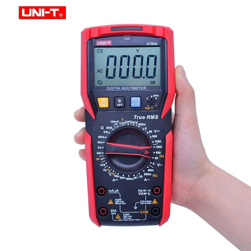 UNI-T UT89X Цифровой мультиметр; AC DC Вольт Ампер Ом метр; Емкость Сопротивление Частота Температура тестер; NCV/Live провода тест