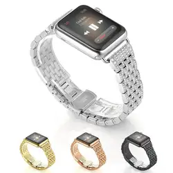 Роскошный Алмазный браслет из нержавеющей стали для ремешок для часов аpple 4 3 42 44 38 40 ремешок для часов металлические часы для iwatch 4 3
