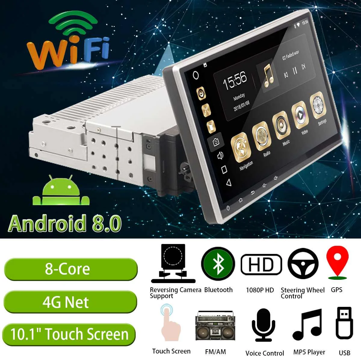 Sale 10.1 inch Car Android Multimedia Player 8Core 1din radio GPS Stereo Wifi bluetooth RDS Audio Universal Stereo Multimedia Players 4