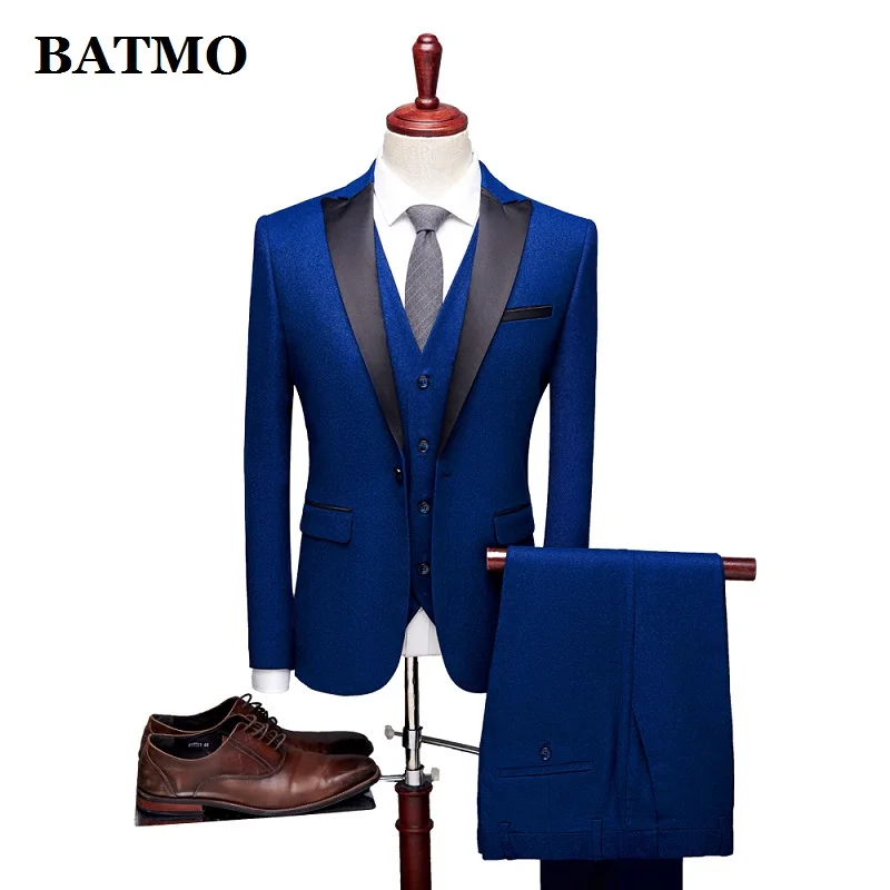 BATMO 2019 Новое поступление высокое качество свадебные костюмы мужские, мужские повседневные костюмы, (куртки + брюки + жилет) Большие размеры