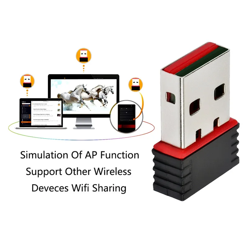 Мини 300 Мбит/с USB 2,0 WiFi беспроводной адаптер сетевой LAN карты 802,11 ngb Ralink MT7601