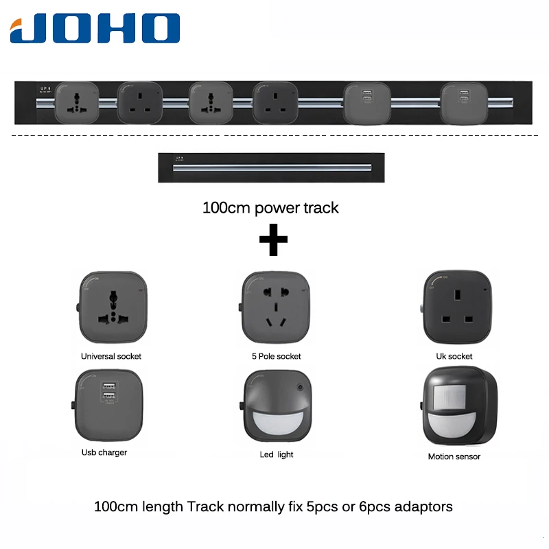 

JOHO On Sale Fashion 8000W 100CM Pop Socket Tomada Eu Wall Plug 2 USB Ports Kitchen Plug Sockets Meeting Room Living Room