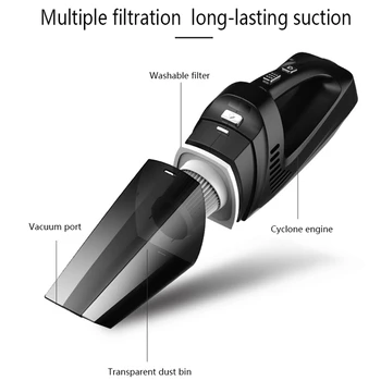 

HOT!4-In-1 Car Handheld Vacuum Cleaner With Pointer Tire Inflator Pump Pressure Gauge Led Light Vacuum Cleaner For Home Auto C