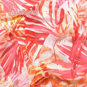 

2019 new high-viscose chiffon fabric spring/summer printed fabric flame leaf style soft and breathable