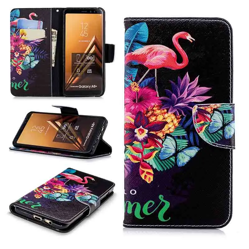 KEFO For Samsung Galaxy A8 Plus A6 Plus 2018 A5 2017 Case New Painting PU Leather Wallet Flip Luxury Book Style Cover Coque Capa (16)