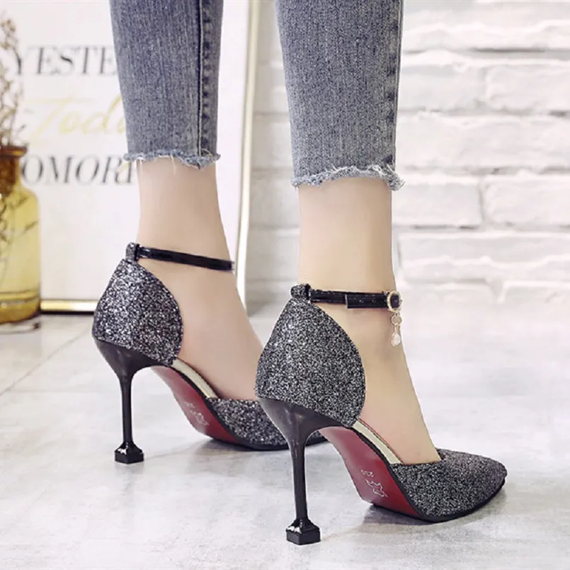 Goedkoop Marlisasa Vrouwen Leuke Puntschoen Gouden Hoge Hak Schoenen Dame Casual Comfortabele Party Schoenen Sexy Bruiloft Zilveren Pompen G5452