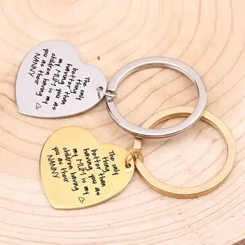 

Heart Shaped Key Chain Nanny The Better Thing Engraved Fashion Jewelry Keyring Stainless Steel Pendant Men Women Charm 1 pcs