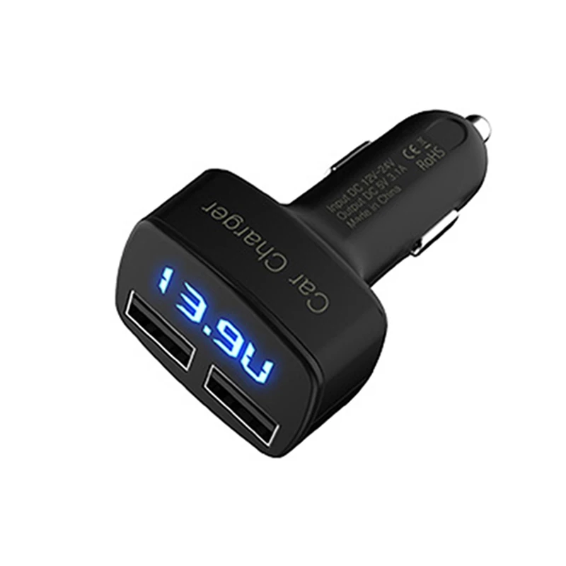 5v 3.1A Dual USB Car Charger Adapter Voltage Current Temperature LED Digital Display Car Charger