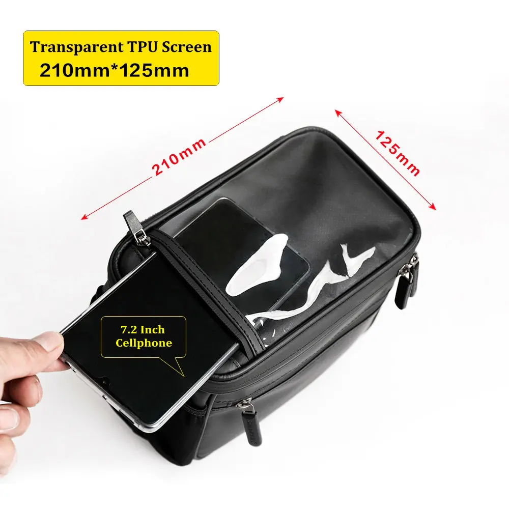 Rhinowalk Bicycle Front Bag Touch Screen 7 Inch Handlebar Phone Bag Waterproof Electric Folding Bicycle 4.5L Camera Bag Handbag (14)