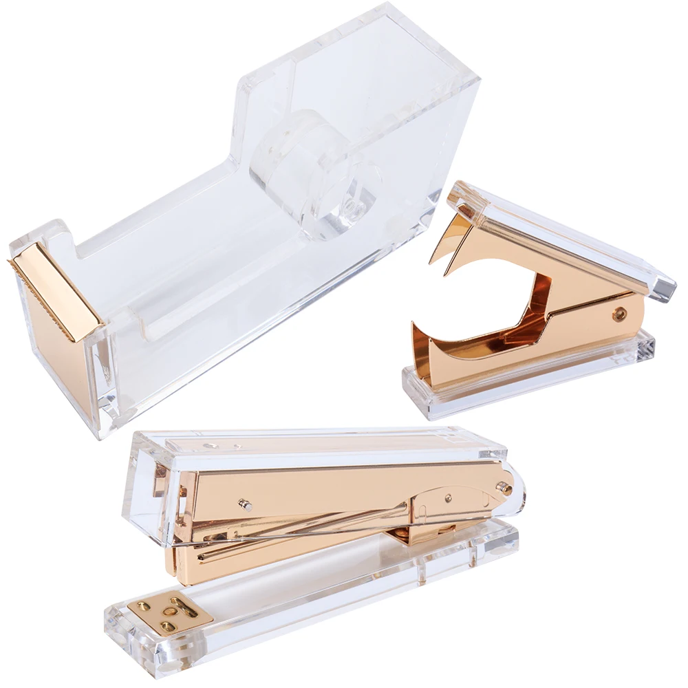 Acrylic Gold Stapler Bundle 1) Stapler 1) Staple Remover 1)Tape