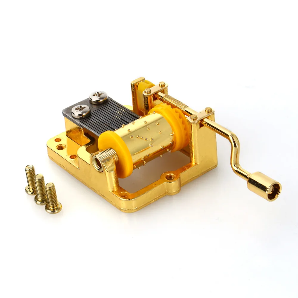 

Cool 18 Notes DIY Mechanical Musical Box Golden Music Movement Set 5 Songs Gift for Child