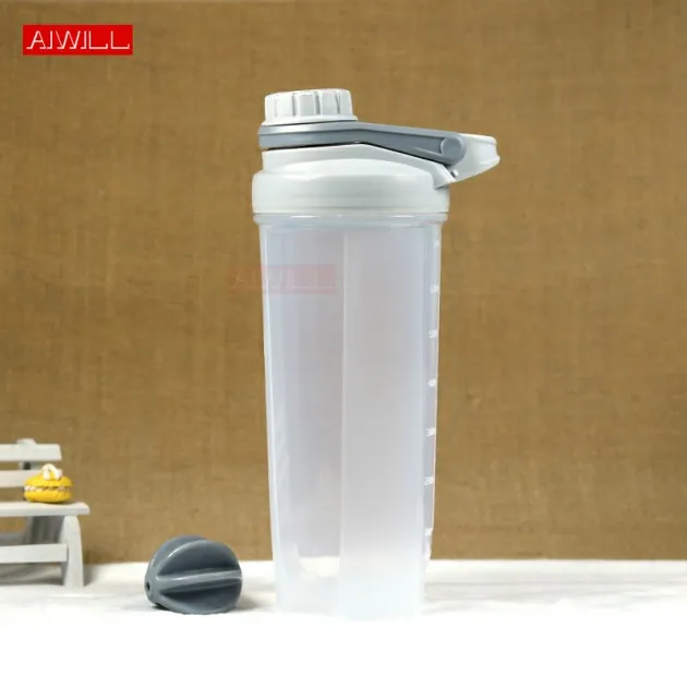 AIWILL 700 мл креативный шейкер пластиковые спортивные бутылки Портативный белок смешивание порошка подарок открытый бутылка для воды BPA бесплатно - Цвет: Light Gray