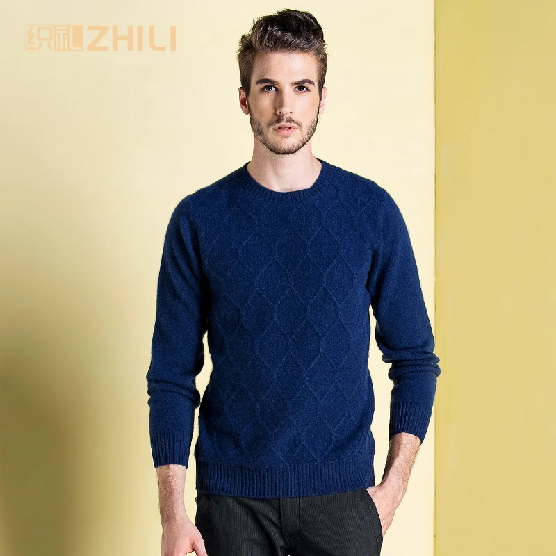 Men's round neck Cashmere Sweater thick sweater new winter business Men Slim sweater Men Sweater hedging color 2017 winter