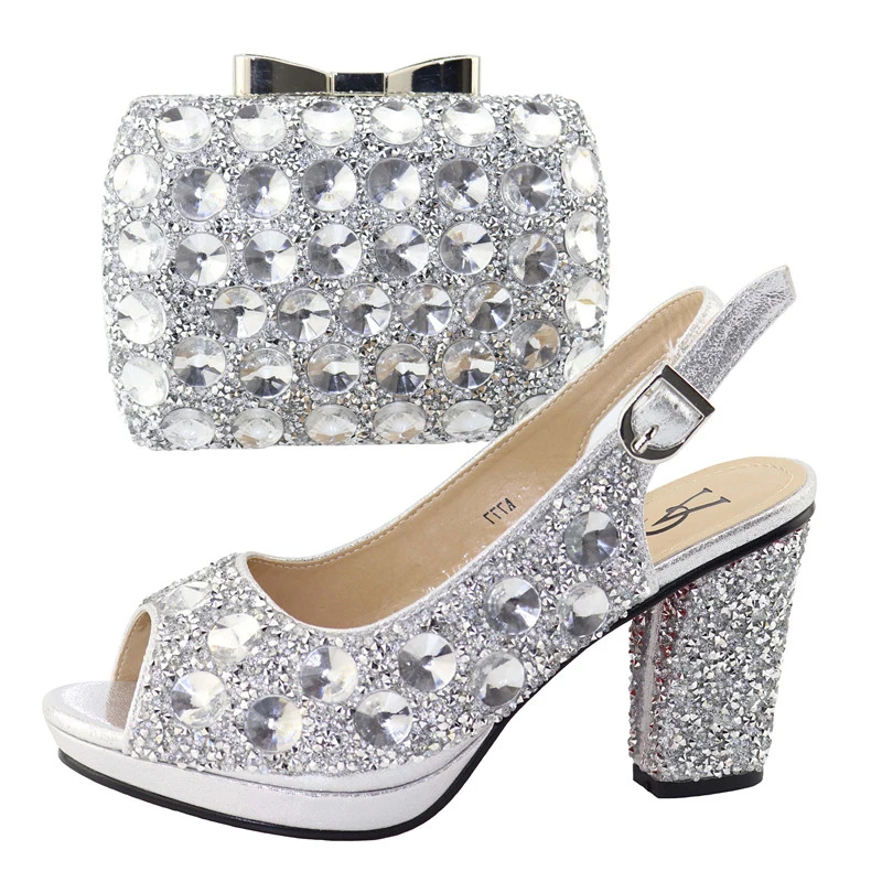 wide fit silver shoes and matching bag