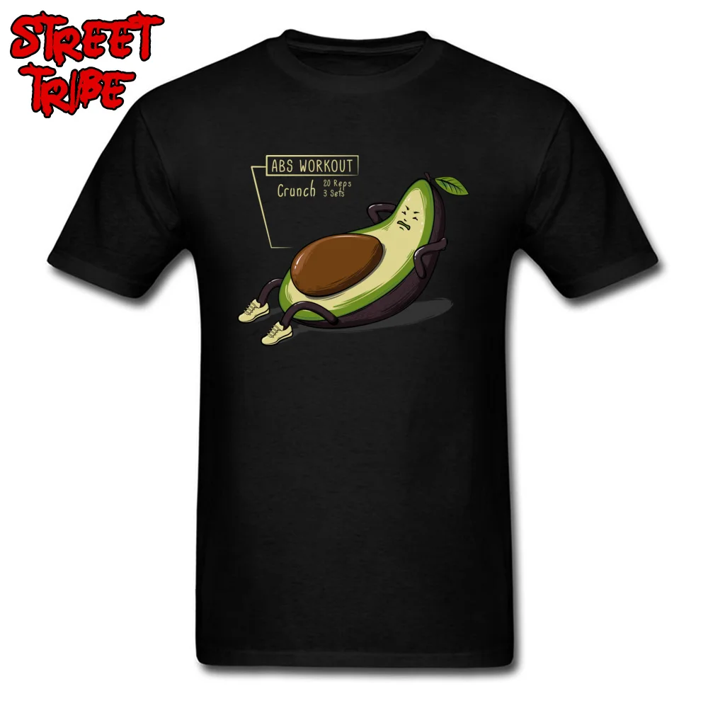 Casual Avocado Abs Workout Tshirts for Men 2018 Fashion Summer Fall Round Neck 100% Cotton Short Sleeve Tshirts Clothing Shirt Avocado Abs Workout black