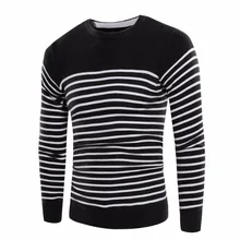 Daddy Chen Autumn Winter Casual font b Men b font Pullovers Long Sleeve Patchwork Striped font