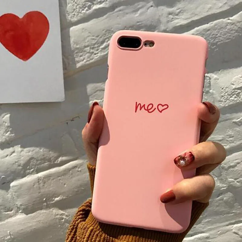 MYSUN Pink Me Black You love Heart shape Lovers PC жесткий чехол для телефона Fundas Coque для iphone 6 S 7 7Plus 6 S 6Plus 8 8Plus X