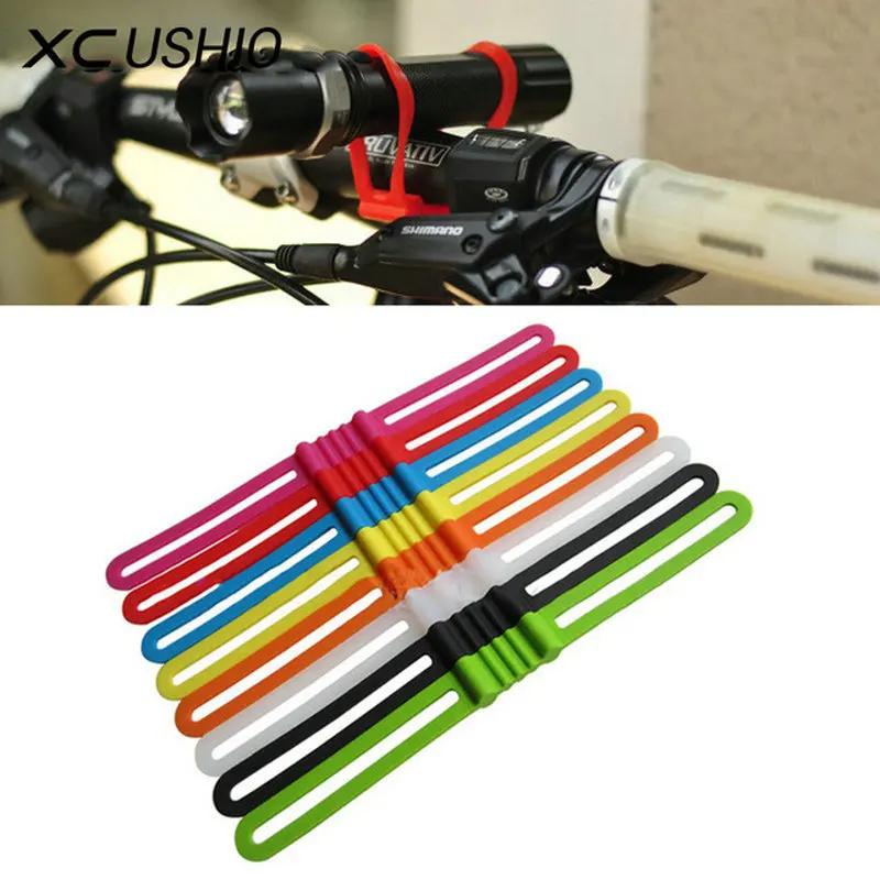 Cheap 3 PCS /Pack High Stretch Bike Front Light Holder Silicone Strap Bicycle Handlebar Fixing Flashlight Torch Bands Elastic Bandage 2