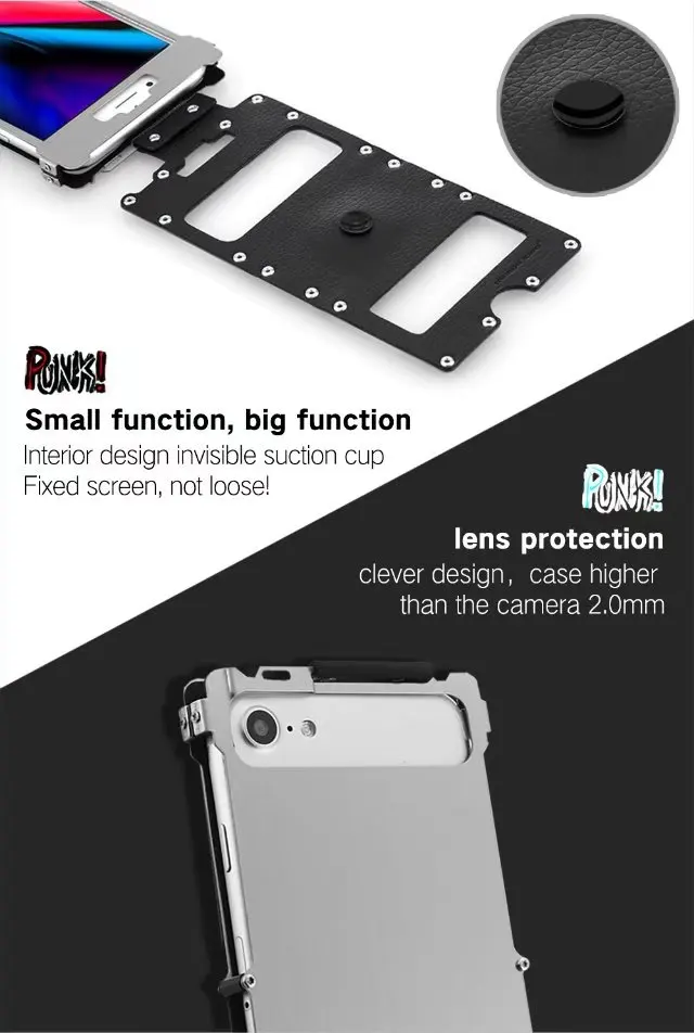 Case de Couro Proteção à Prova de Choque Case do Telefone Capa para Iphone Rebite Irman Inoxidável Graus Flip 8 & 7 Plus Aço 360 7 flip caso do telefone capa para iphone 8 & 7 plus