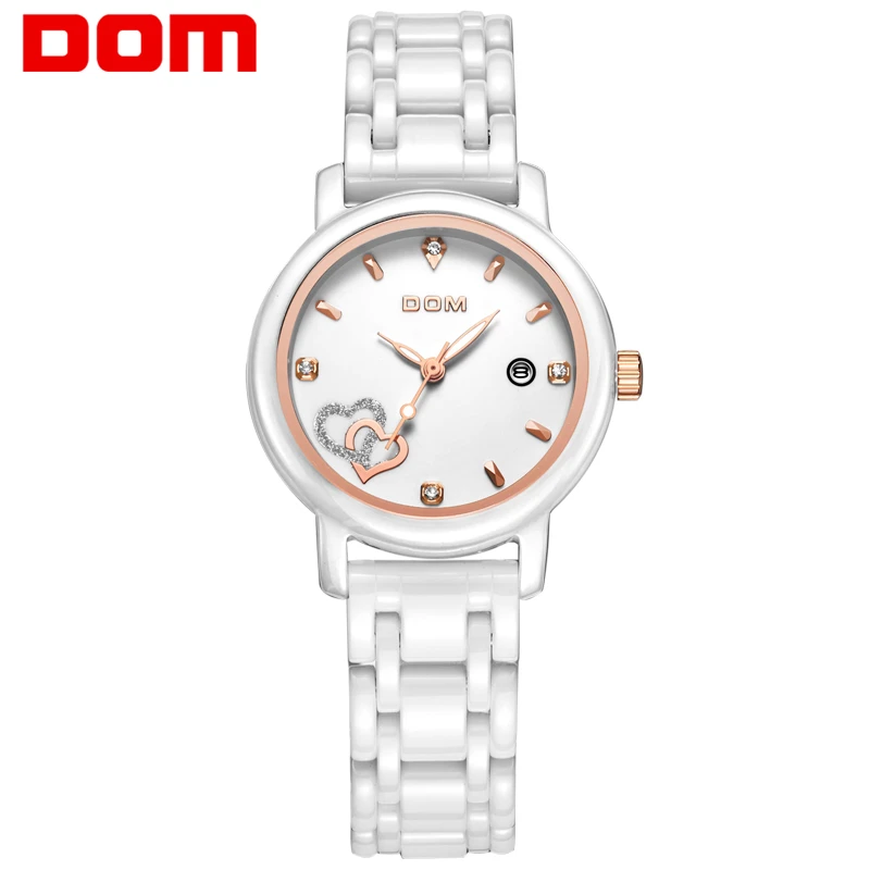 DOM 2016 Women Ceramic Waterproof Watches Montre Luxury Fashion Watch Quartz Women Fashion Casual Stainless Steel