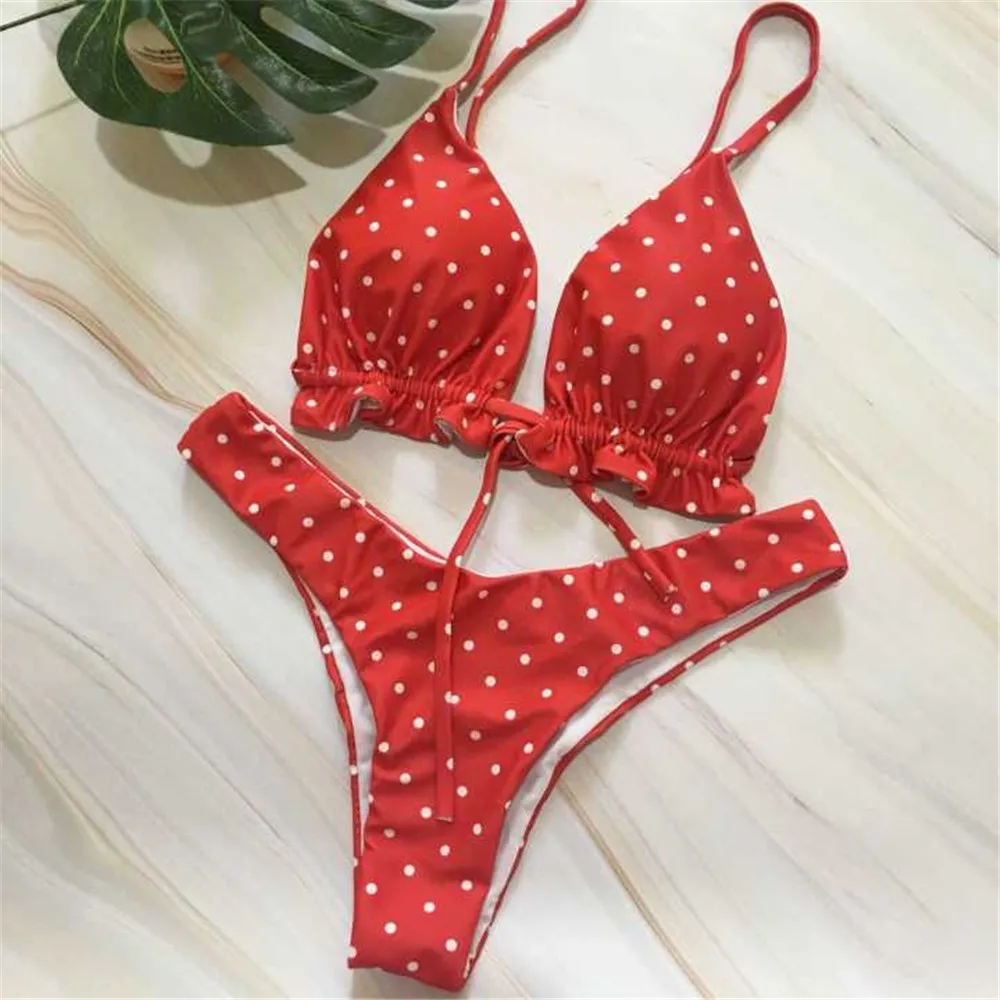 

Sexy Bikinis Set Women Dot Print Bandage Tankini Set Brazilian Swimwear Push Up Swimsuits Brazil Biquini Bathing Suit Tankini