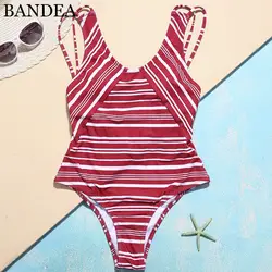 BANDEA Sexy one piece Купальники Полосатый купальник Женские купальный костюм глубоким v-образным вырезом боди купальные костюмы