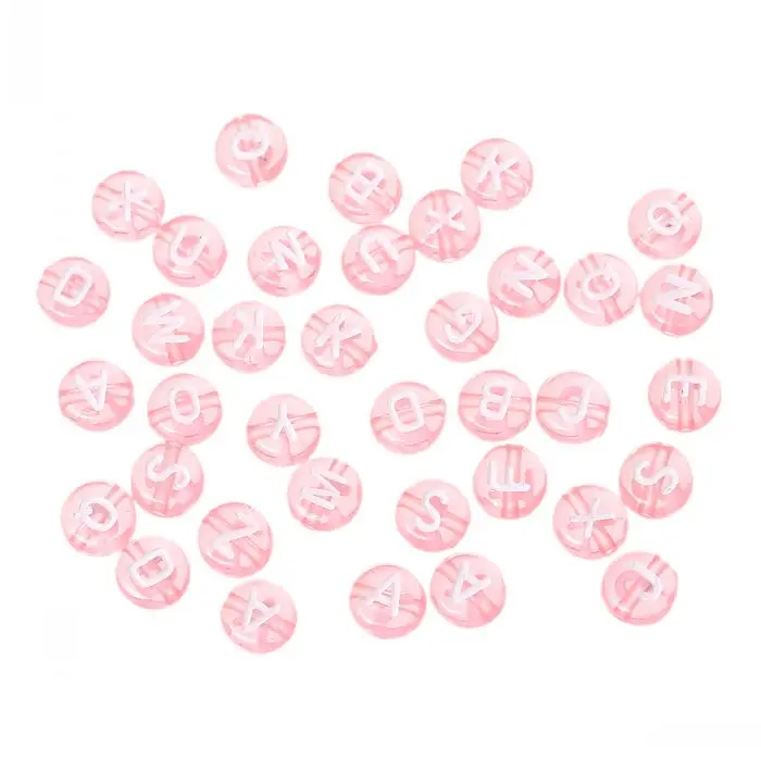 

DoreenBeads Acrylic Spacer Beads Flat Round Pink Mixed Alphabet/Letter Pattern About 7mm(2/8") Dia,Hole:Approx 1.3mm,500 PCs