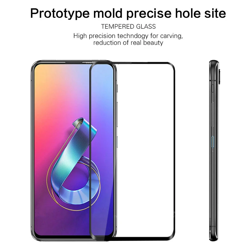

Full Glue Cover Tempered Glass CASE for Asus Zenfone 6 ZS630KL ZF 6z 2019 Screen Protector glass Film ZB633KL ZB631K ZB601KL