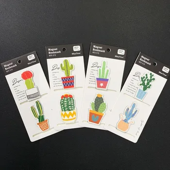 

2pcs/Set Fresh Cactus Magnetic Bookmarks Books Marker of Page Stationery School Office Supply Student Prize