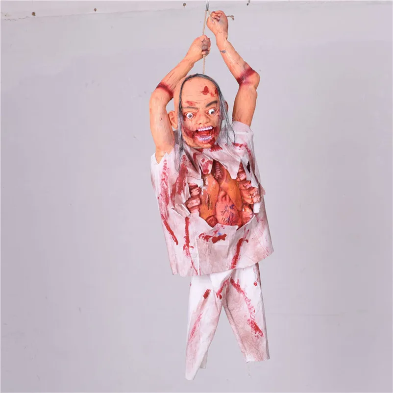 

Simulation Latex Corpse Halloween Decoration Horror House Hanging Pendant Half of Man Haunted House Escape Decor Bloody Ornament