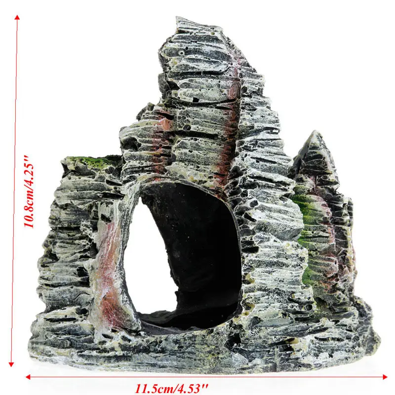 1pc Artificial Fish Tank Rockery Resin Ornament Hiding Cave for Aquarium Decoration Accessories