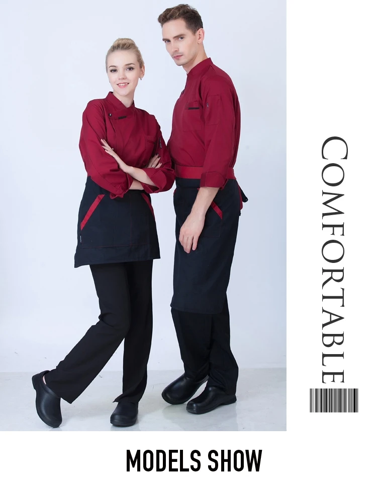 Куртка шеф-повара ресторана одежда с длинными рукавами униформа для гостиничного шеф-повара кондитерское обслуживание и отель кухонная рабочая одежда размера плюс B-5700