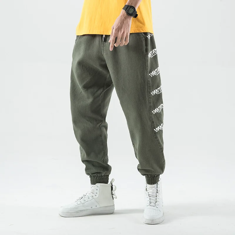 Japanese Style Fashion Men Jeans Loose Fit Printed Designer Hip Hop Jeans Harem Pants Slack Bottom Streetwear Joggers Jeans Men