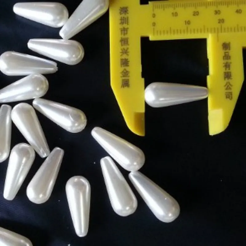 

100pcs/bag White half hole water drops Pearls, 11*22mm loose ABS imitation pearl beads 003009004
