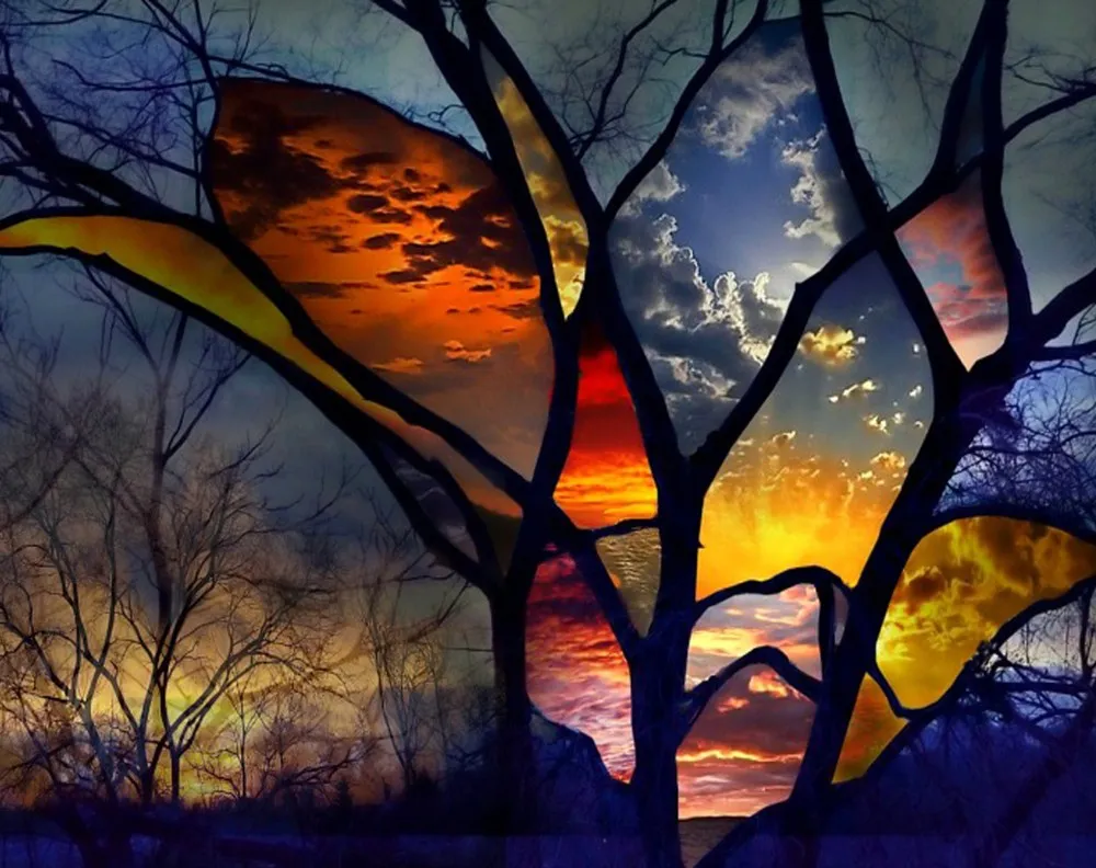 DIY diamond embroidery landscape tree 5d diamond painting full drill