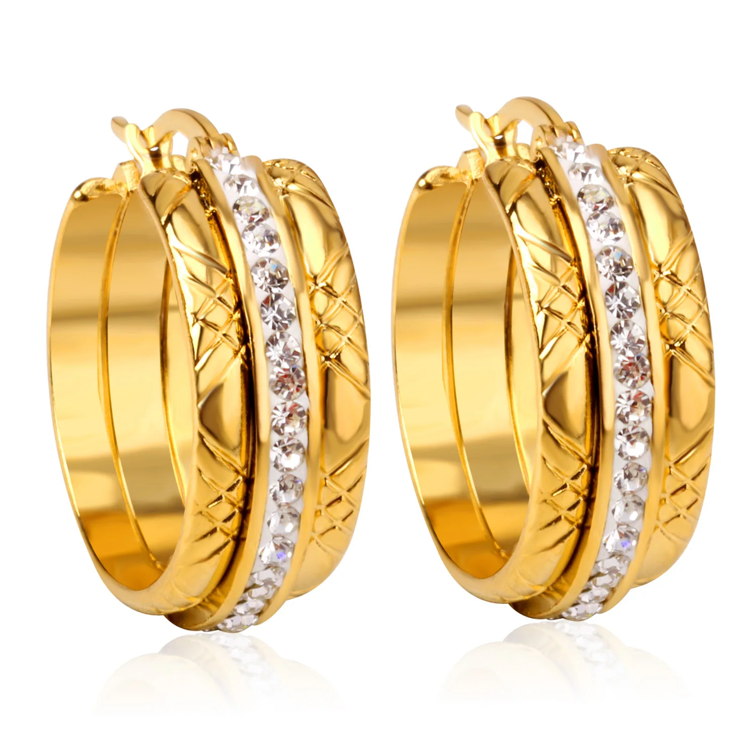 

LUXUSTEEL Charm Crystal Hoop Earring For Women Stainless Steel Gold Earring Fashion Jewelry 2018 Brinco Engagement Gift