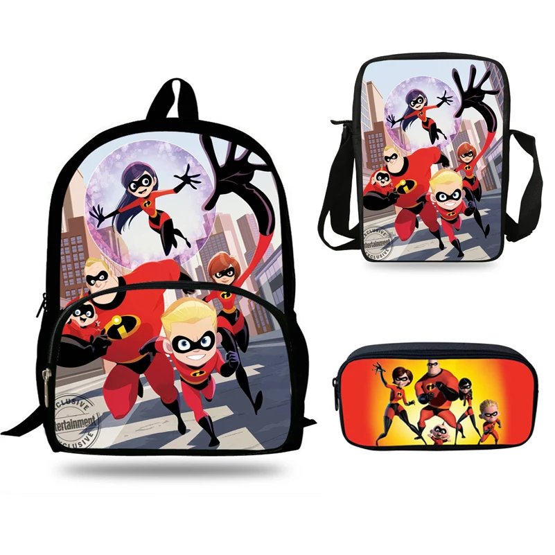 16 дюймов Mochilas Escolares Детская сумка с рисунком Суперсемейка рюкзак сумки для начальной школы подарок для мальчиков девочек рюкзак 3 комплекта