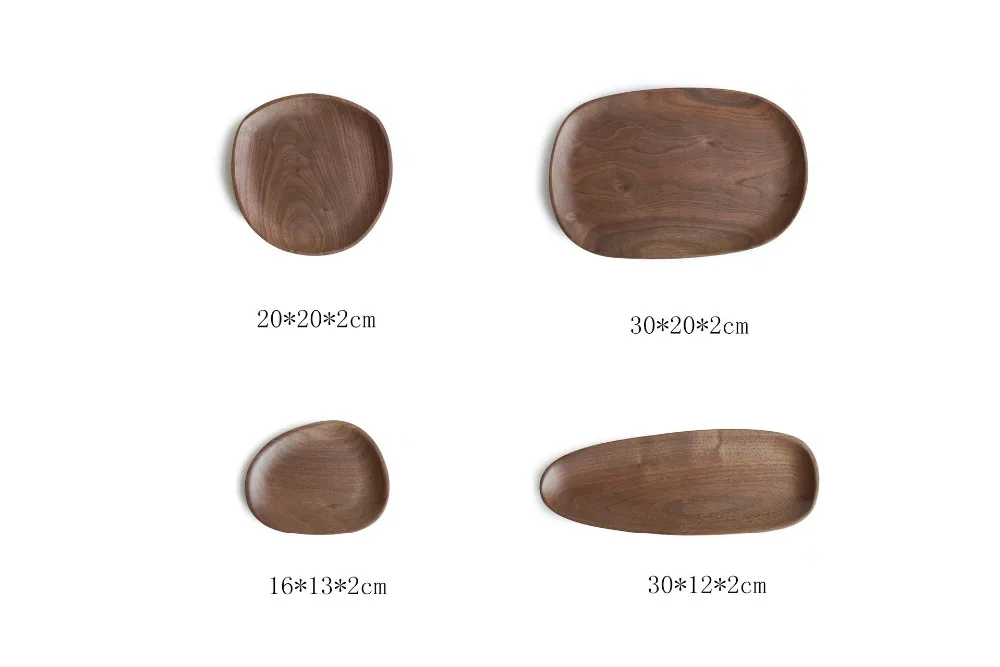 Irregular Oval Walnut Wood Pan Plate Fruit Dishes Saucer Tea Tray Dessert Dinner Plate Tableware Set