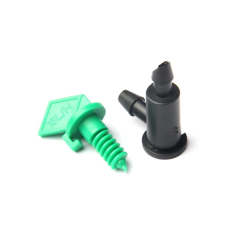 

100pcs Green 16L/H Flag Type Barbed Dripper Environmental Durable Farming Plants Irrigation Drip Emitters Detachable For Clean