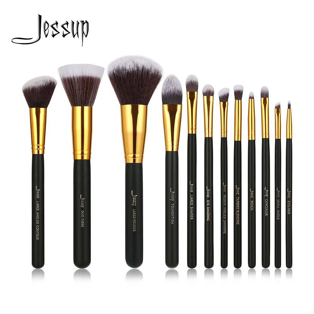 Jessup Brand 12pcs Black/Gold Professional Makeup Brushes brush set Beauty Make Up Cosmetics Eyeshadow Foundation blusher Tools Jessup Brand 12pcs Black/Gold Professional Makeup Brushes brush set Beauty Make Up Cosmetics Eyeshadow Foundation blusher Tools