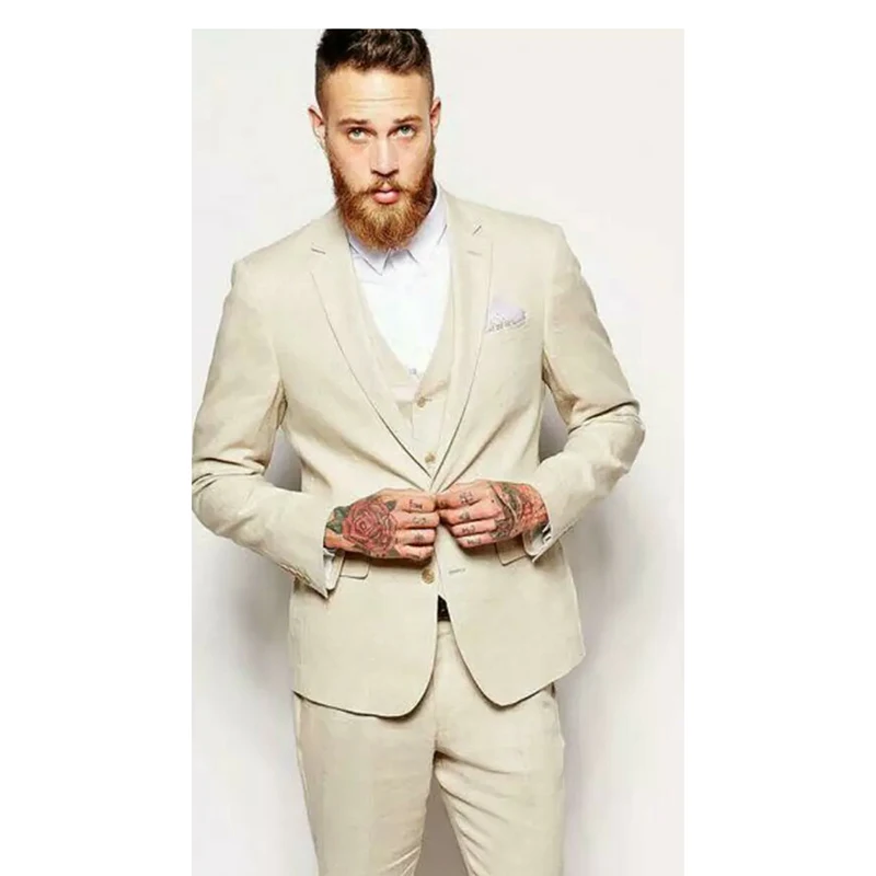 Men Suits Costume Groomsmen Notch Lapel Groom Tuxedos Men Suits Wedding Blazer for Party (Jacket+Pants+Vest)