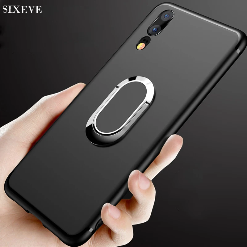 

Metal Rotating Bracket Ring Silicone Case for huawei P10 P20 P30 Plus Pro Mate 9 10 20 Lite honor 9 10 Phone Back Cover capinha