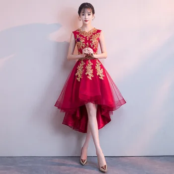 

2018 New Summer Wedding Red Applique Embroidered Dress Dress