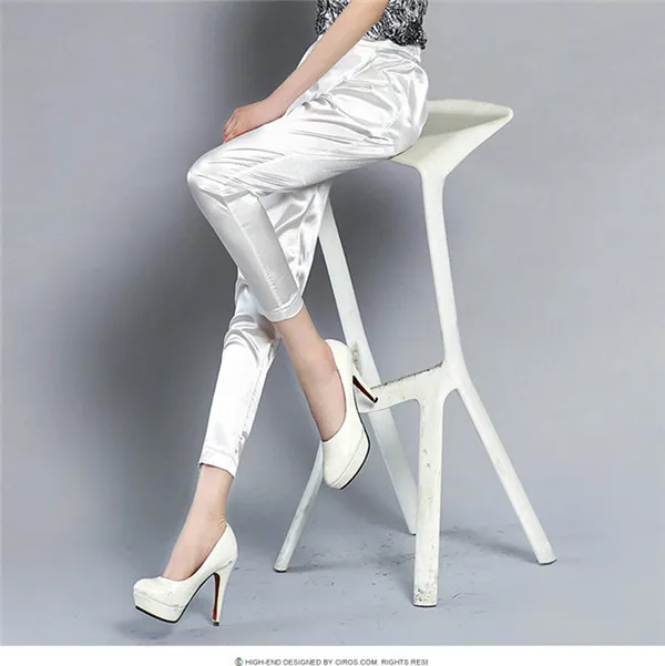 Весна и лето новые шелковые тонкие повседневные брюки женские формальные офисные рабочие брюки 4 цвета размера плюс код Дамские Брюки LF176