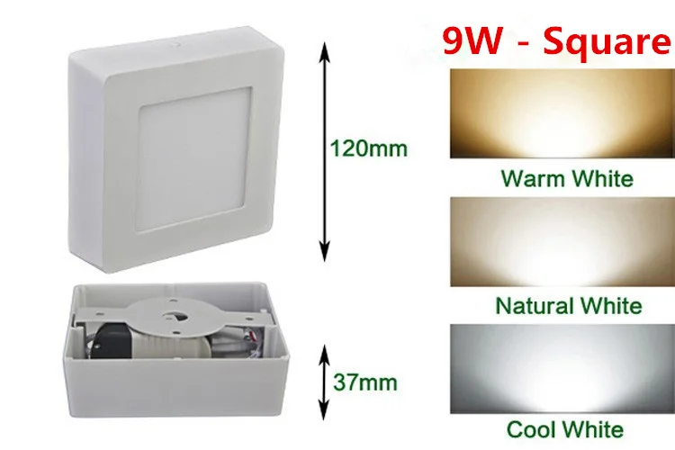 1 шт. 9 Вт-25 Вт квадратный светодиодный панельный светильник поверхностного монтажа светодиодный потолочный светильник AC85-265V+ светодиодный драйвер