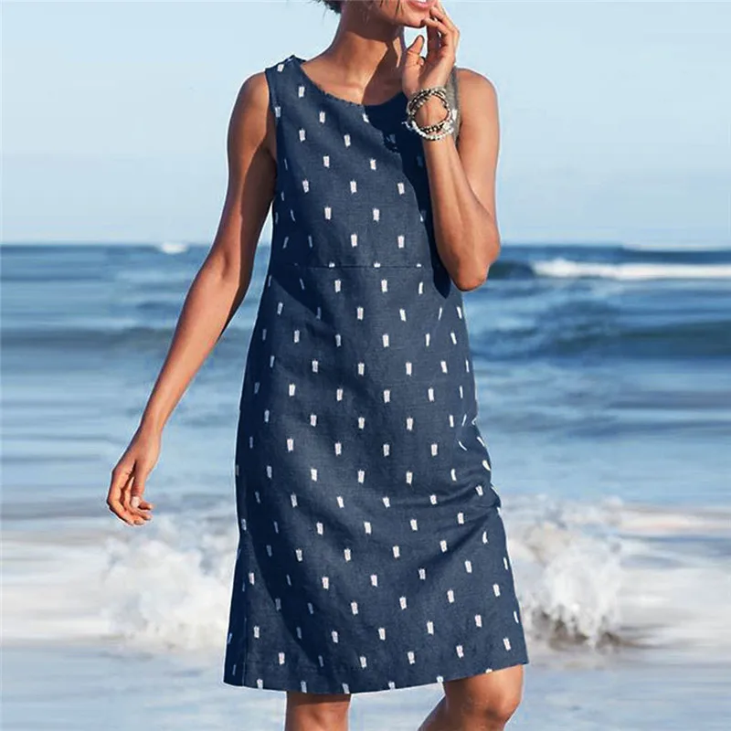 

JAYCOSIN 2019 Women Summer Dress Fashion Vintage Sleeveless Beach Printed Short Mini Dress Casual A-Line Dress Sundress jun4