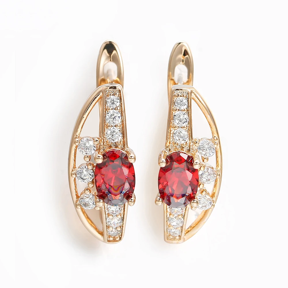 

Best Geometry Earrings Flower Party Trendy Jewelry Red Gold Small Zircon Crystal Stud Earrings Statement Earring Women Gift