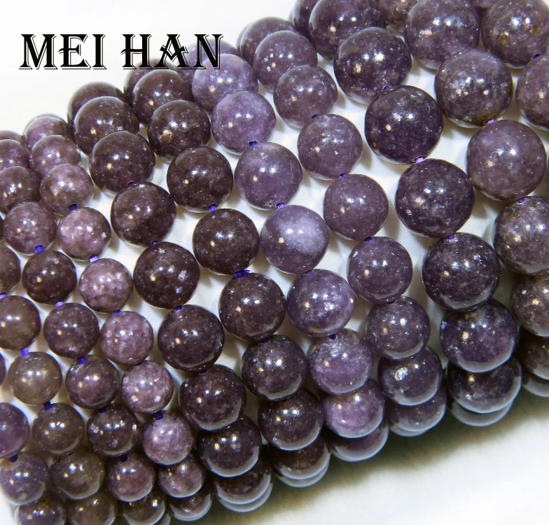 

Meihan Free shipping (17 beads/set/44g) natural 12+-0.2mm purple Lepidolite smooth round charm beads for jewelry making design