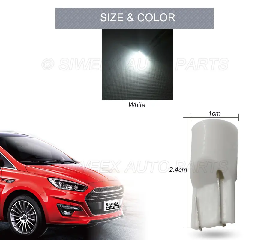 2 шт. T10 W5W 194 152 168 4 SMD 3030 Сферический светодиодный автомобильный фонарь указатель