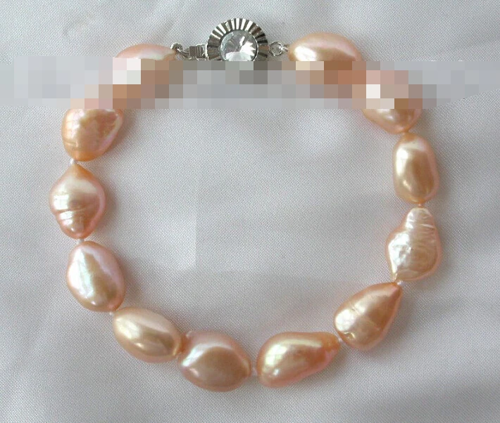 

free shipping 01066 pink baroque freshwater cultured pearl bracelet